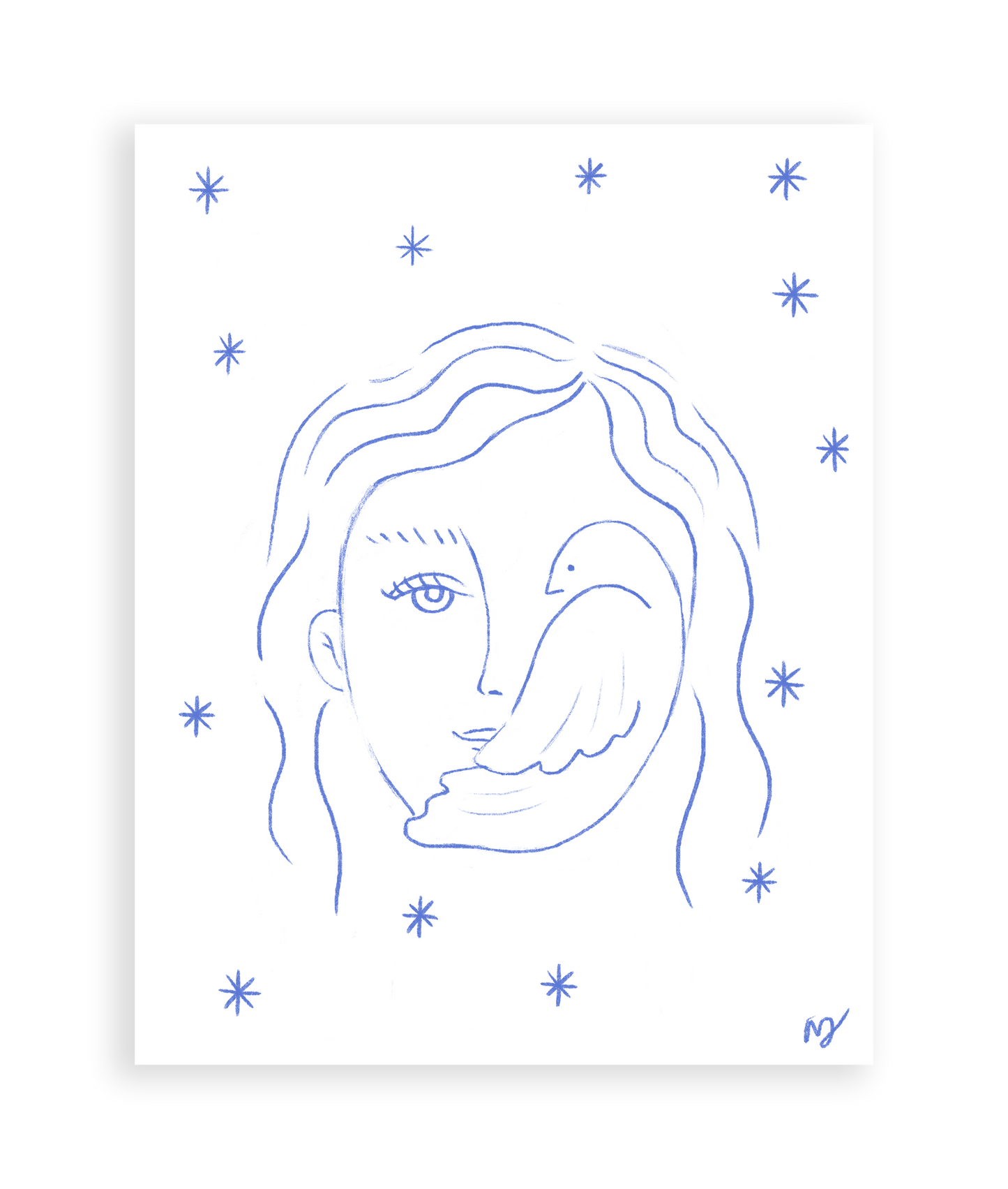 Woman & Dove Art Print