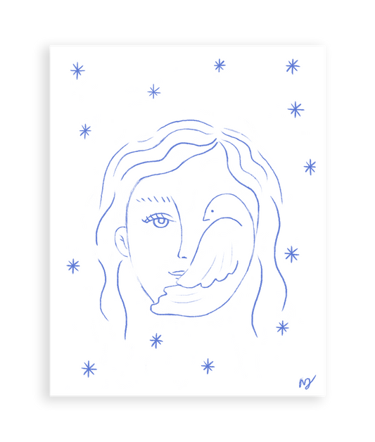Woman & Dove Art Print
