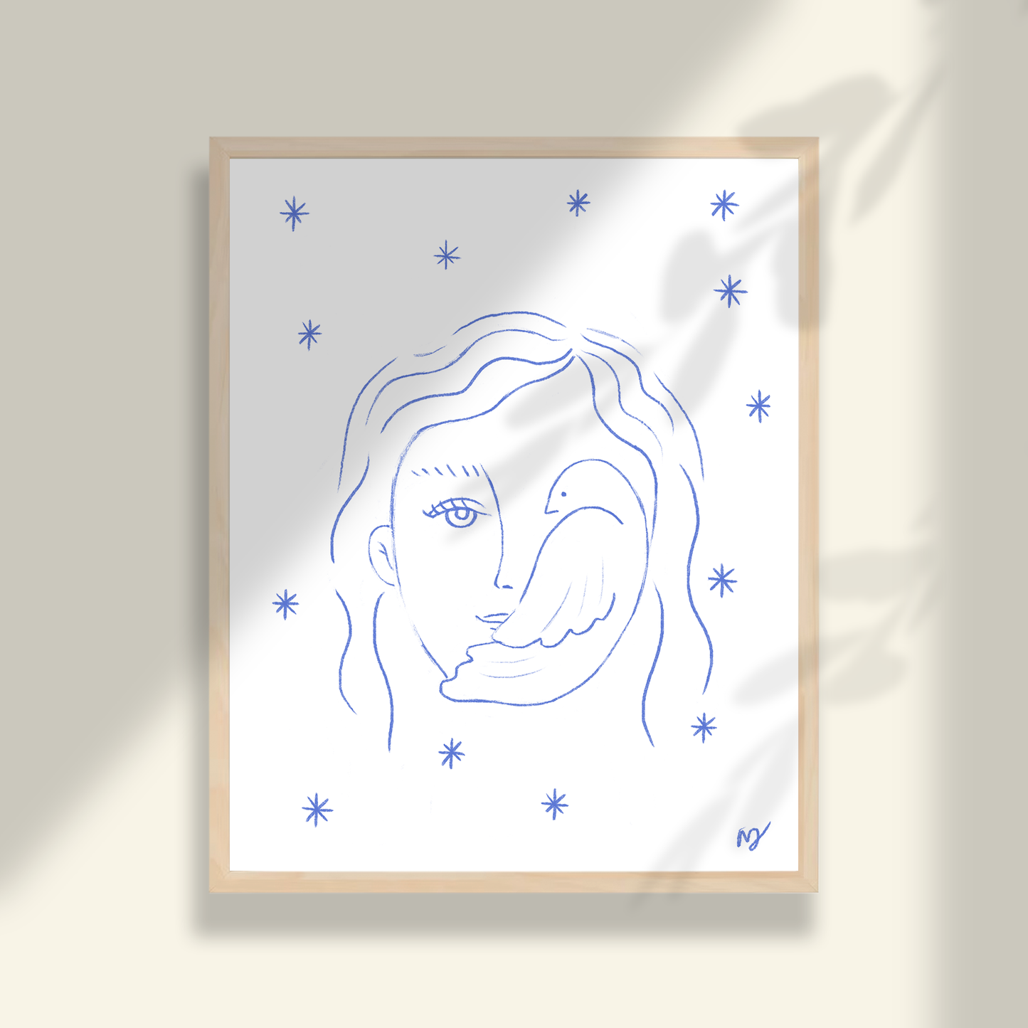Woman & Dove Art Print
