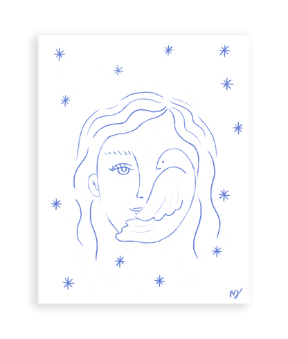 Woman & Dove Art Print